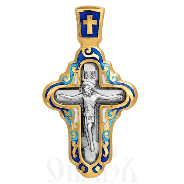 крест «распятие. покров пресвятой богородицы», серебро 925 проба с золочением и эмалью (арт. 103.072)