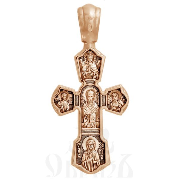крест «распятие. свт. николай чудотворец», золото 585 проба красное (арт. 201.243-1)