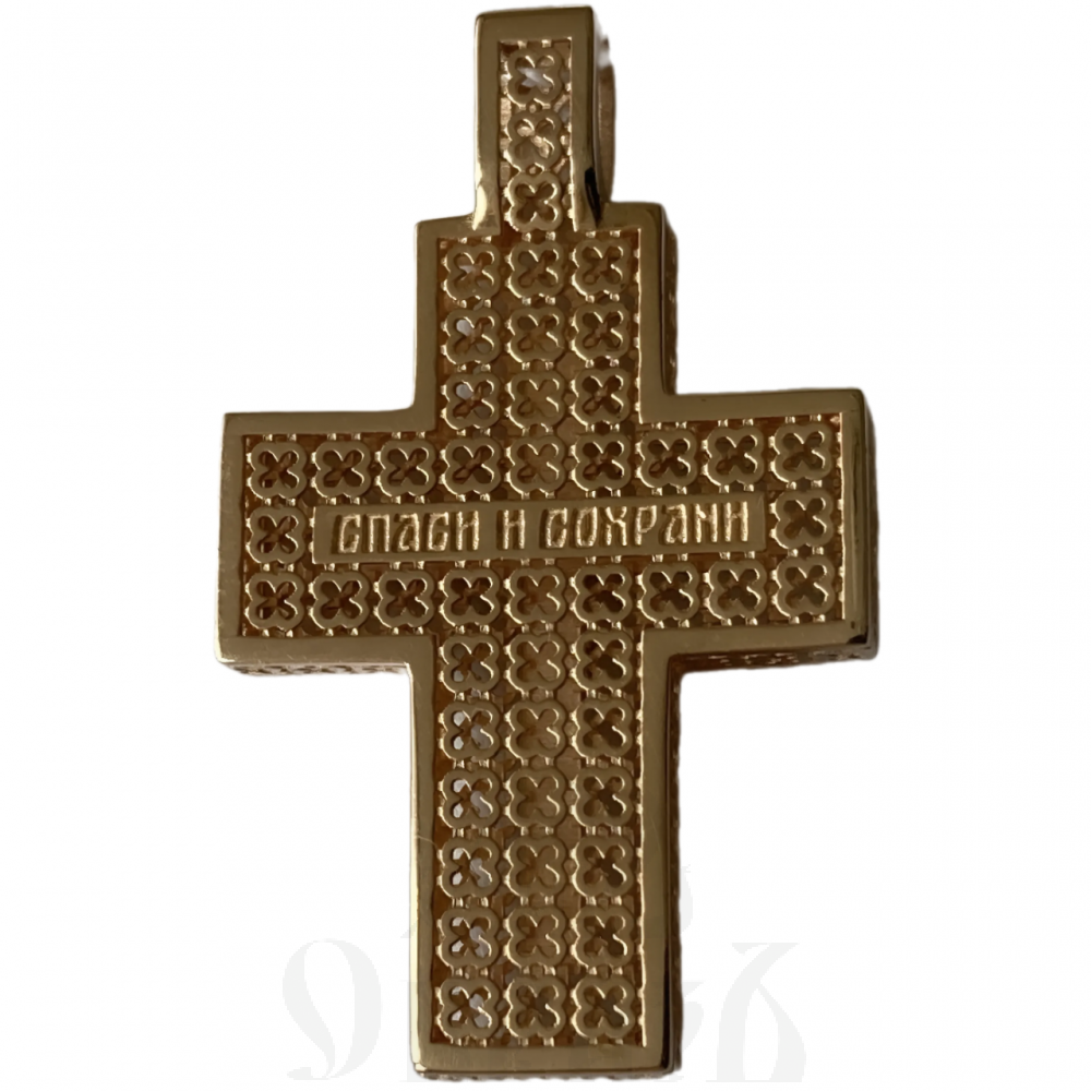 золотой крест с молитвой "спаси и сохрани", 585 проба красного и белого цвета (арт. п-1356-з5кб)