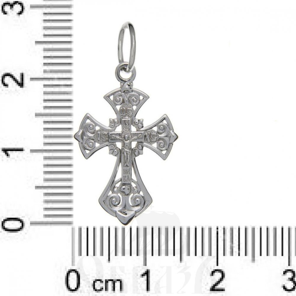 золотой крест с молитвой "спаси и сохрани", 585 проба белого цвета (арт. п10093-з5б)