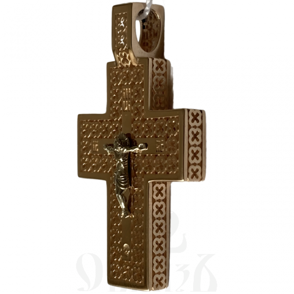 золотой крест с молитвой "спаси и сохрани", 585 проба красного и белого цвета (арт. п-1356-з5кб)