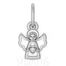 подвеска «ангел», серебро 925 проба с родированием и фианитом (арт. 18.046р)