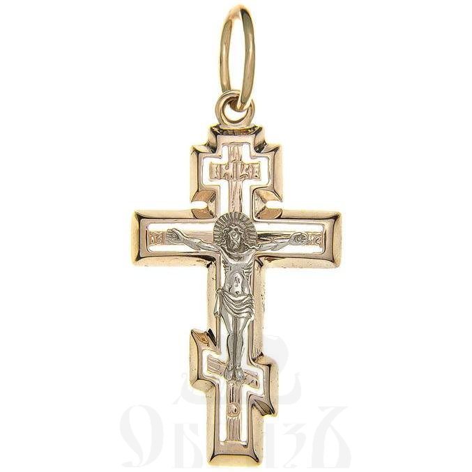 золотой восьмиконечный крест с молитвой "спаси и сохрани", 585 проба красного и белого цвета (арт. п10017-з5кб)
