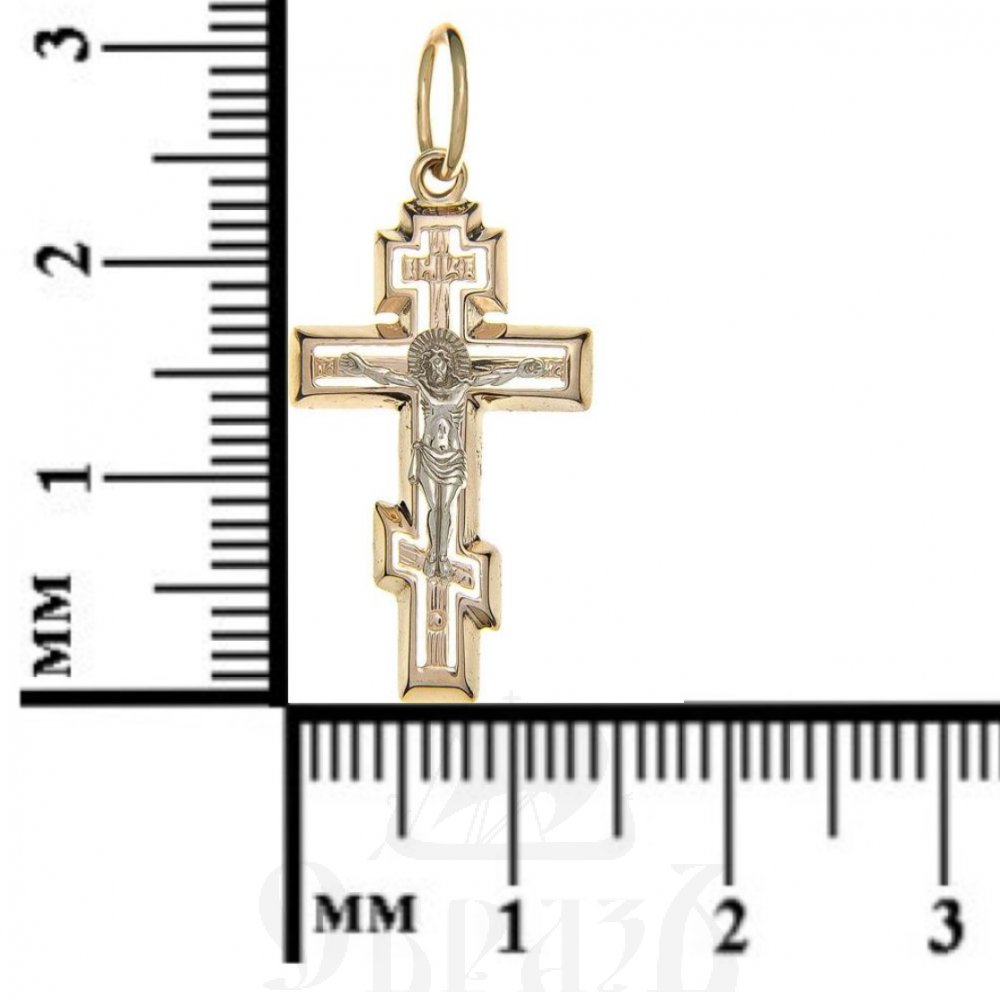 золотой восьмиконечный крест с молитвой "спаси и сохрани", 585 проба красного и белого цвета (арт. п10017-з5кб)