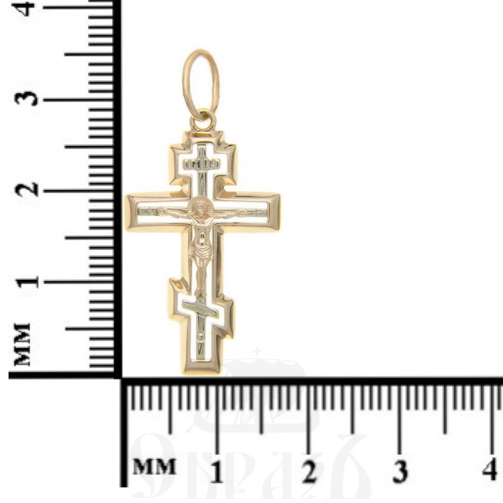 золотой восьмиконечный крест с молитвой "спаси и сохрани", 585 проба красного и белого цвета (арт. п10034-з5кб)
