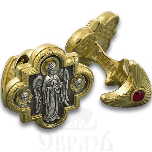 православные запонки «архангел михаил», серебро 925 проба с золочением (арт. зп 005)