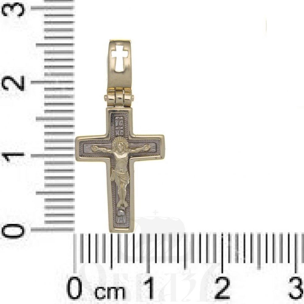 золотой крест с иисусовой молитвой, 585 проба желтого и белого цвета (арт. п30030-з5жб)