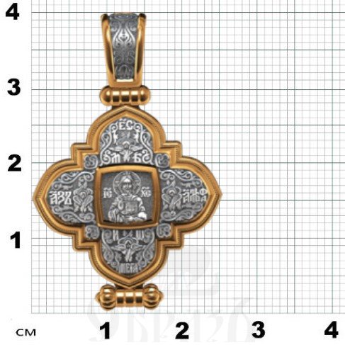 крест мощевик св. мученица наталья никомидийская, серебро 925 проба с золочением (арт. 05.030)