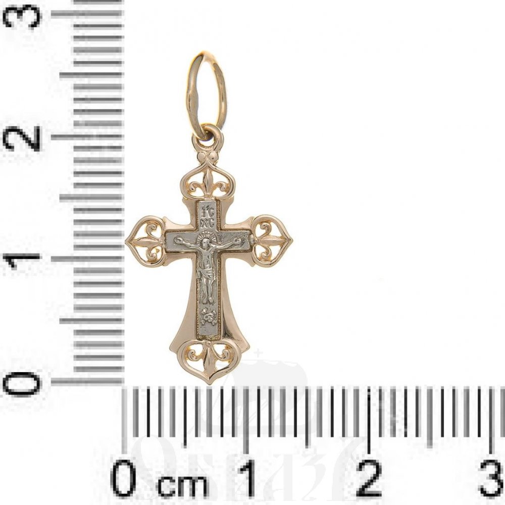 золотой крест с молитвой "спаси и сохрани", 585 проба красного и белого цвета (арт. п10096-з5кб)